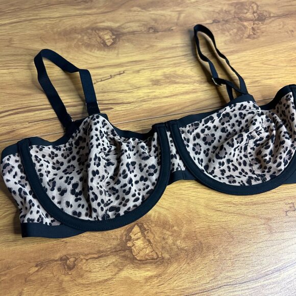 CUUP The Balconette Mesh‎ Bra Size 38B Leopard Animal Print Underwire Wired NEW - Picture 4 of 6
